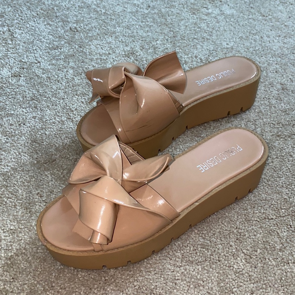 Public desire nude sandals platform size US9